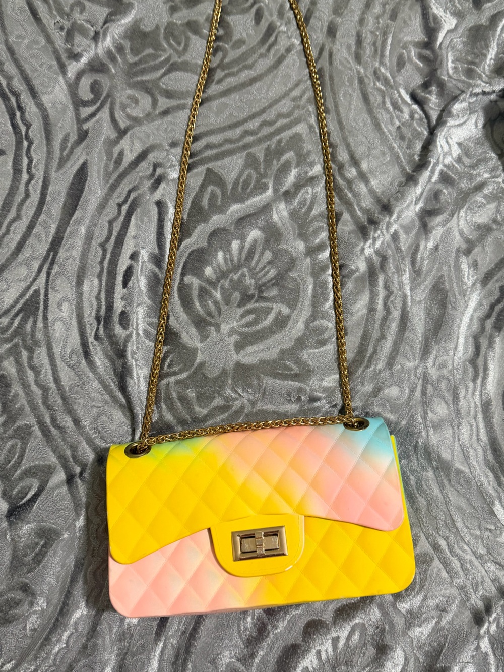Source Unknown Quilted Gradient Crossbody - Yellow Pink Blue